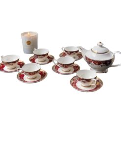 Bộ trà đỏ sứ xương Imperial London 13 chi tiết (1 ấm trà, 6 tách, 6 đĩa)