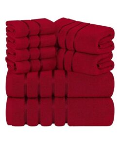 Set 8c khăn tắm Utopia Towels gồm 2 khăn tắm 69 x 137 cm, 2 khăn lau tay 41 x 71 cm và 4 khăn mặt 30 x 30 cm - màu đỏ tía