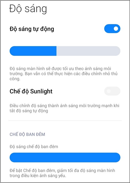 Điều chỉnh độ sáng màn hình