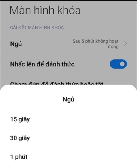 Điều chỉnh thời gian tắt màn hình khi không hoạt động