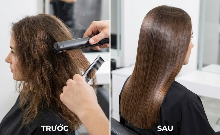 Duỗi tóc thẳng mượt bằng máy duỗi tóc
