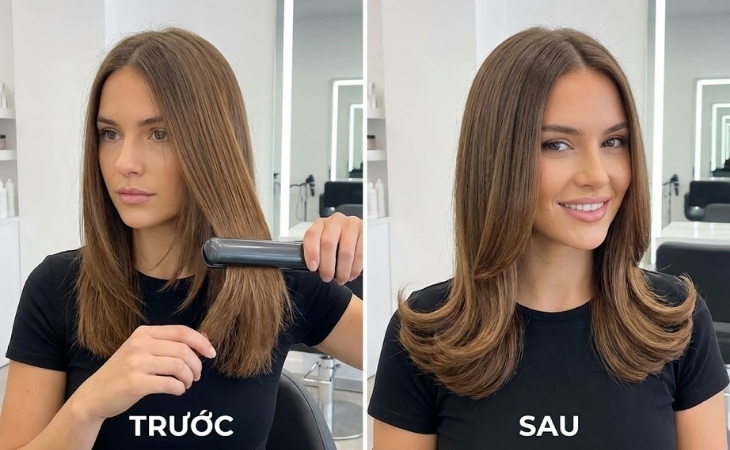Uốn vểnh đuôi bằng máy duỗi tóc