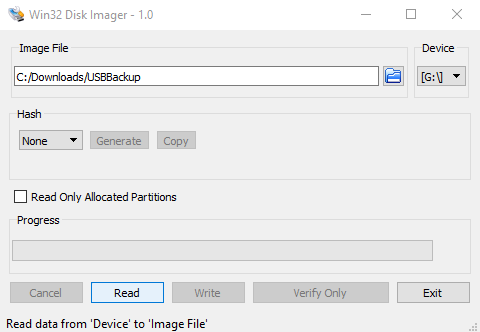 Tạo bản sao lưu với Win32 Disk Imager