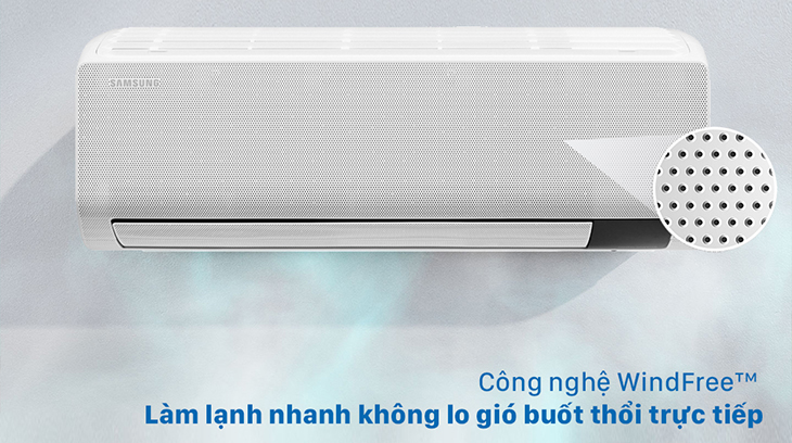 Máy lạnh Samsung Wind-Free Inverter 1.5 HP AR13TYGCDWKNSV tích hợp công nghệ làm lạnh Wind Free ™ làm lạnh nhanh nhưng không gây buốt