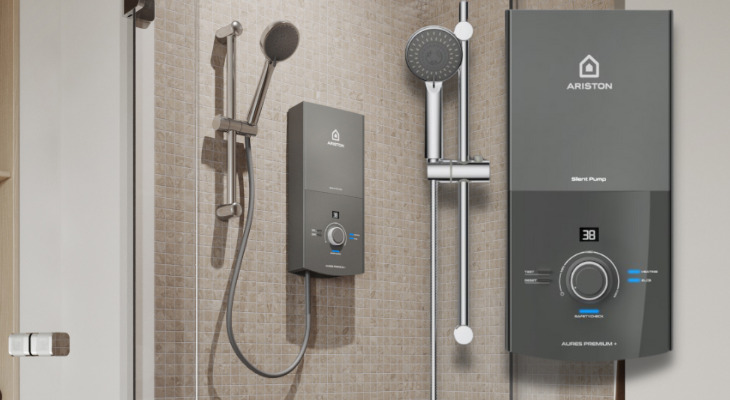 Máy nước nóng trực tiếp Ariston 4500W AURES PREMIUM+ 4.5P có thiết kế hiện đại