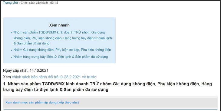 Chính sách bảo hành, đổi trả sản phẩm tại Điện máy XANH