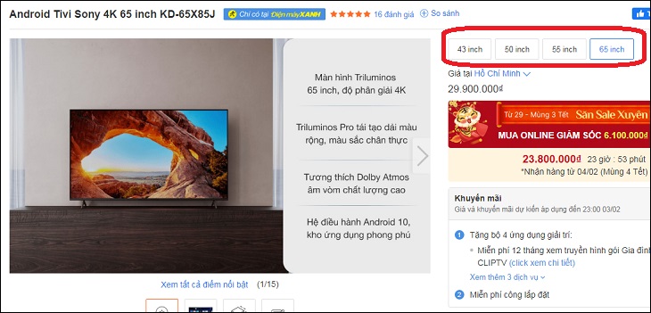 Chú ý đến kích thước và kiểu dáng tivi