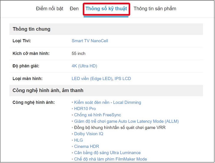 Xem thông số kỹ thuật