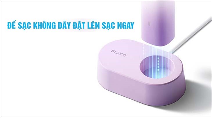 Bàn chải điện Flyco FT7105VN (Tặng 1 đầu bàn chải) sử dụng đế sạc không dây tiện lợi, an toàn
