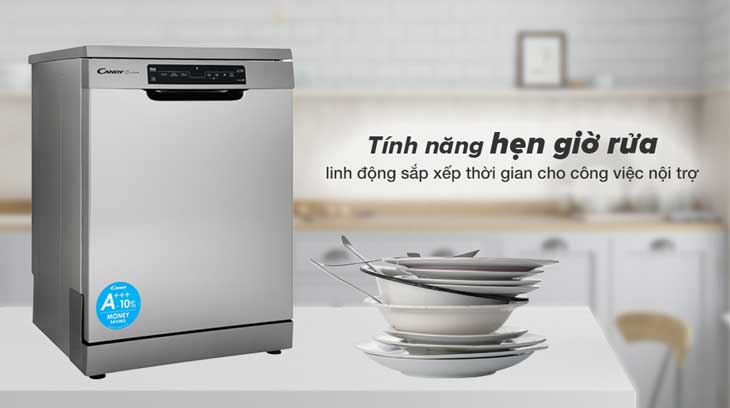 Máy rửa chén âm tủ Candy CDPN 4D620PX/E được tích hợp chức năng hẹn giờ rửa, cho phép bạn làm nhiều việc song song cùng lúc
