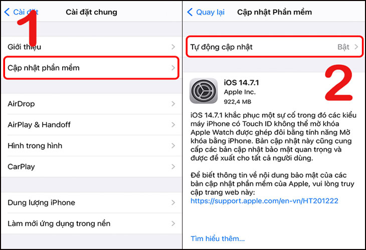 Cách bật tự động update trên iPhone 11