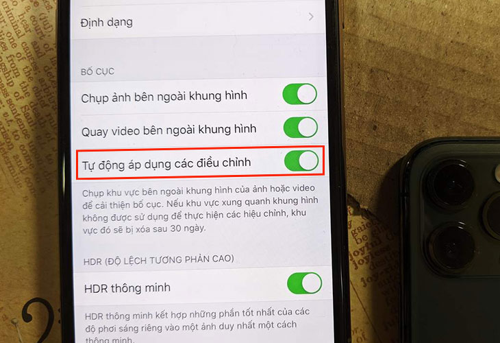 Cài đặt cho iPhone 11 tự động áp dụng các điều chỉnh khi chụp ảnh, quay phim