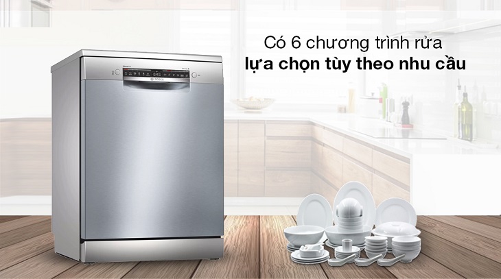 Máy rửa chén độc lập Bosch SMS4HCI48E đáp ứng nhu cầu rửa khác nhau với chương trình rửa đa dạng
