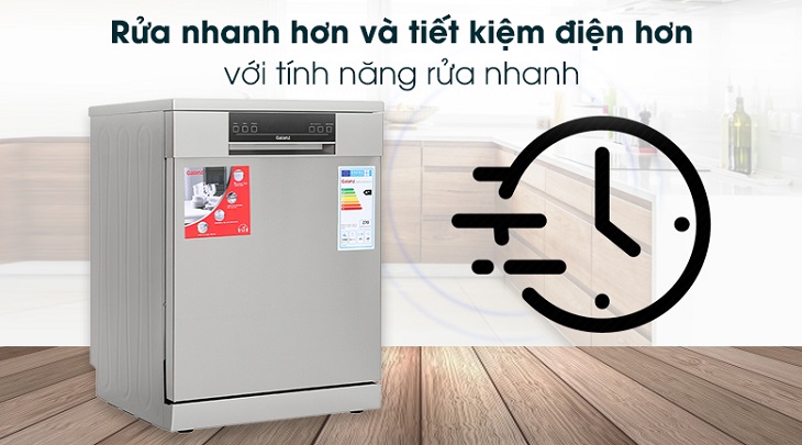 Máy rửa chén độc lập có sấy Galanz W60B1A401M-AE5(SS) tích hợp chương trình rửa nhanh thích hợp cho những người dùng bận rộn