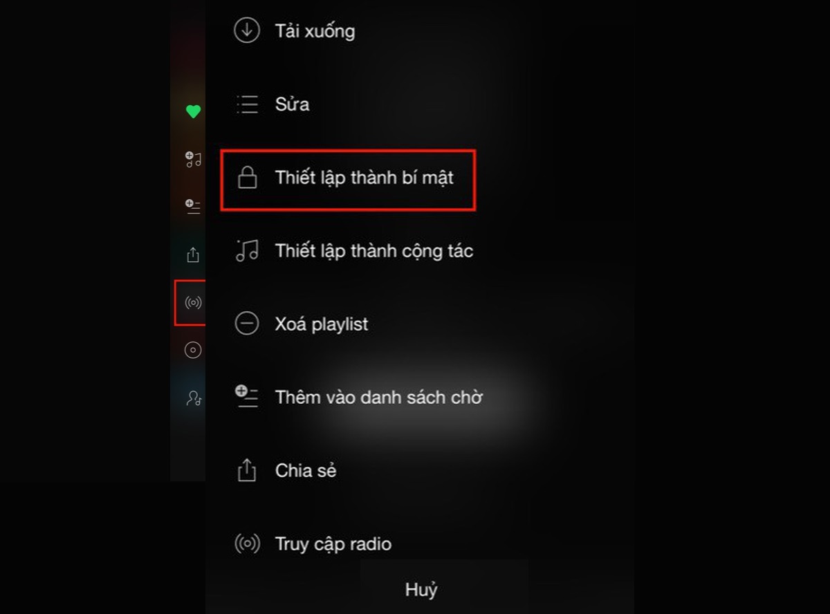 Ẩn hoạt động nghe nhạc