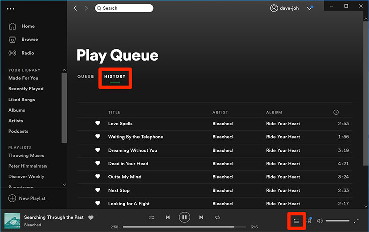 Xem lịch sử nghe nhạc trên Spotify