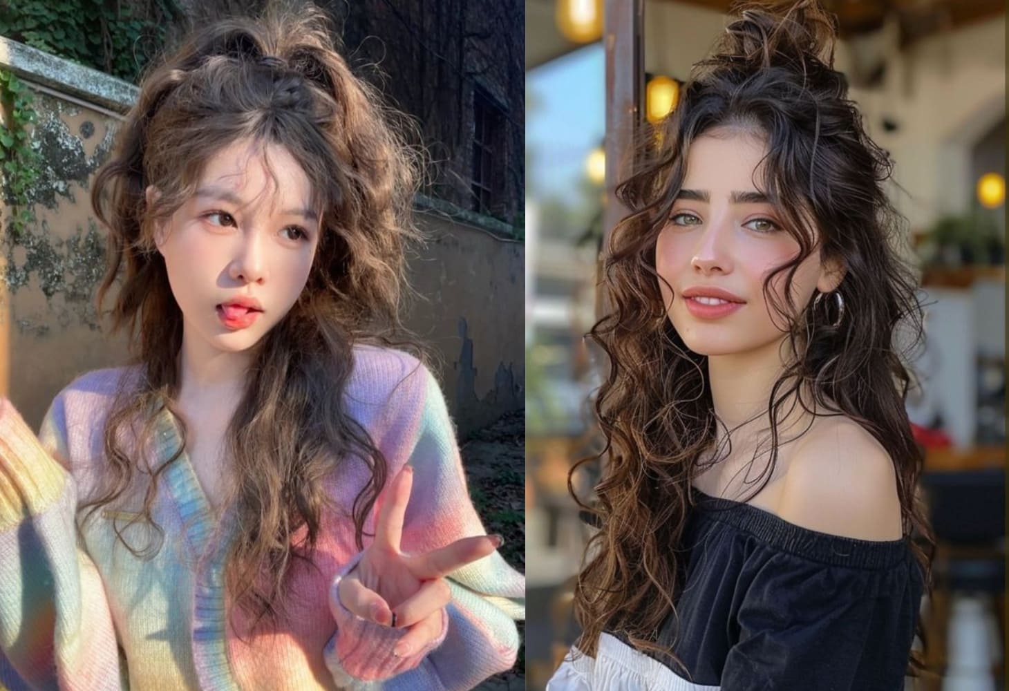 Tóc hippie dài buộc nửa đầu