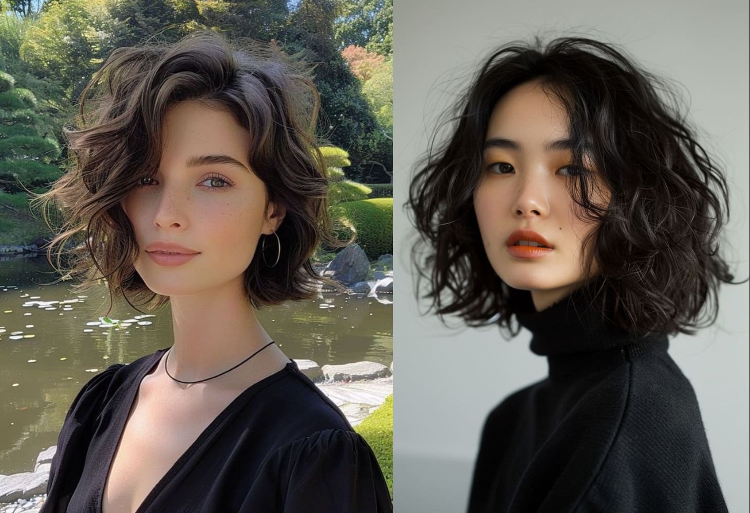 Tóc hippie ngắn uốn xoăn lọn to