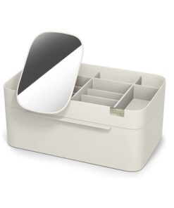 Hộp chữ nhật đựng đồ trang điểm kèm gương Joseph Joseph 75005 Viva™ Großer kosmetischer Organizer mit abnehmbarem Spiegel - Muschelfarben - màu trắng kem