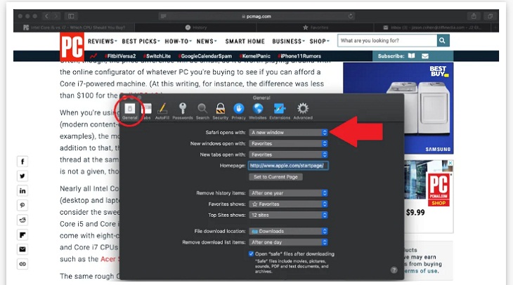 Mở lại trình duyệt web đang sử dụng sau khi tắt