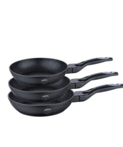 Bộ 3 chảo Berlinger Haus BH/6158F 3pcs Frypan Set 20 - 24 - 28cm chống dính phủ đá màu đen - Black Rose Collection