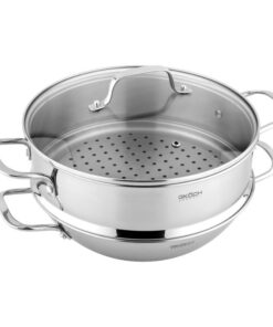 Chảo inox sâu lòng GKÖCH wok 28cm kèm xửng hấp