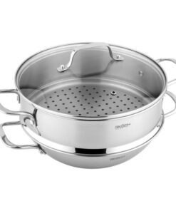 Chảo inox sâu lòng GKÖCH wok 32cm kèm xửng hấp