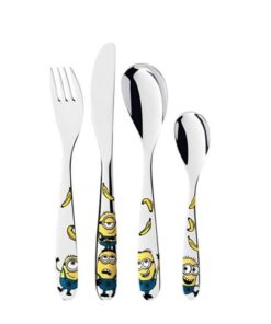 Set dao thìa dĩa trẻ em WMF Minions Children's Cutlery Set 4 Pieces Stainless Steel Cutlery Children from 3 Years