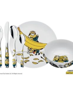 Set bát, đĩa, dụng cụ dao thìa dĩa ăn cho bé hoạ tiết Minions WMF Kinderbesteck-Set 6-teilig