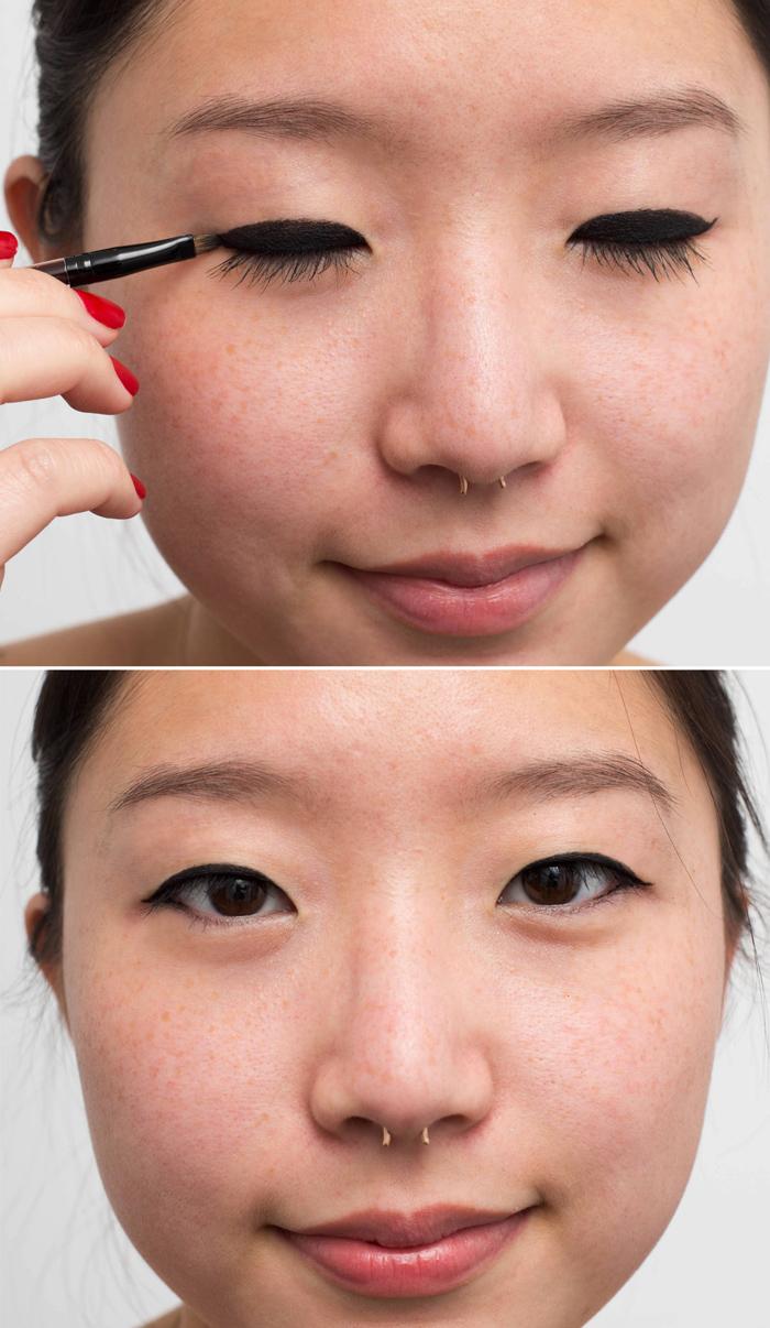 Vẽ một đường cong dày lên trên mi mắt