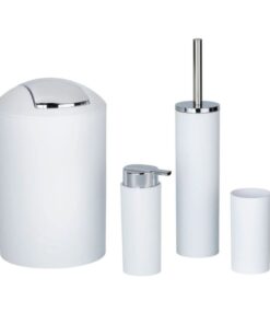 Bộ dụng cụ phòng tắm 4 chi tiết Wenko (thùng rác, đựng bàn chải, cọ toilet, bơm xà phòng) - màu trắng
