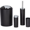 Bộ dụng cụ phòng tắm 4 chi tiết Wenko (thùng tác, đựng bàn chải, cọ toilet, bơm xà phòng) - màu đen