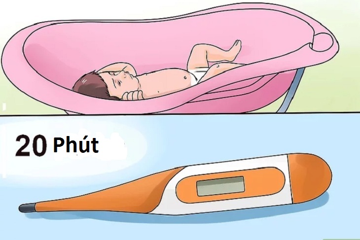 Bạn hãy đợi 20 phút sau khi tắm hoặc ủ bé để đo cho kết quả chính xác nhất