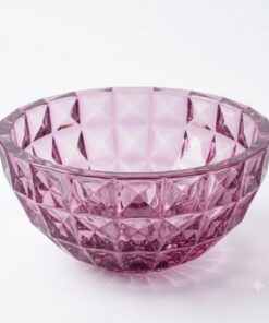 Tô pha lê kim cương Crystal Bohemia 28cm màu hồng