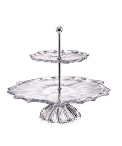Đĩa 2 tầng Aurum Plantica trắng 35cm có chân đế