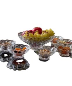 Set 7 bát pha lê mài Bohemia - 1 mâm bồng lớn 25cm , 6 bát nhỏ 13cm