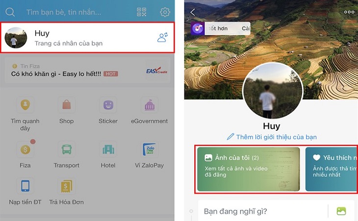 Truy cập vào trang cá nhân của bạn