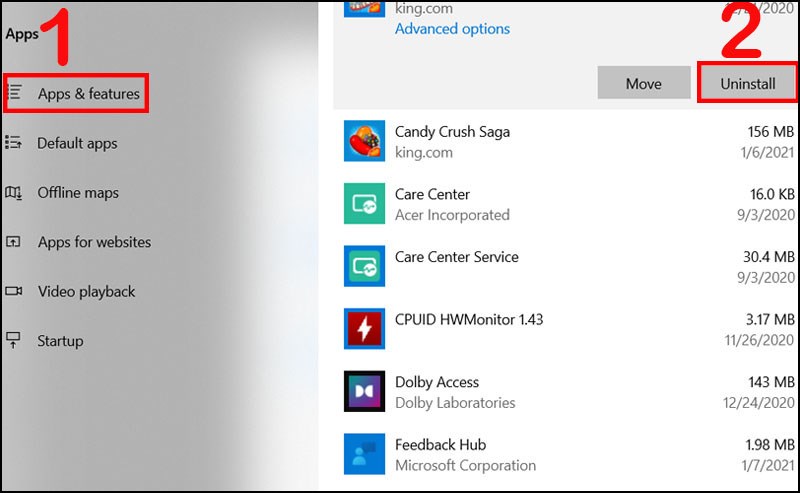 Bạn chọn tiếp Uninstall để gỡ cài đặt các phần mềm
