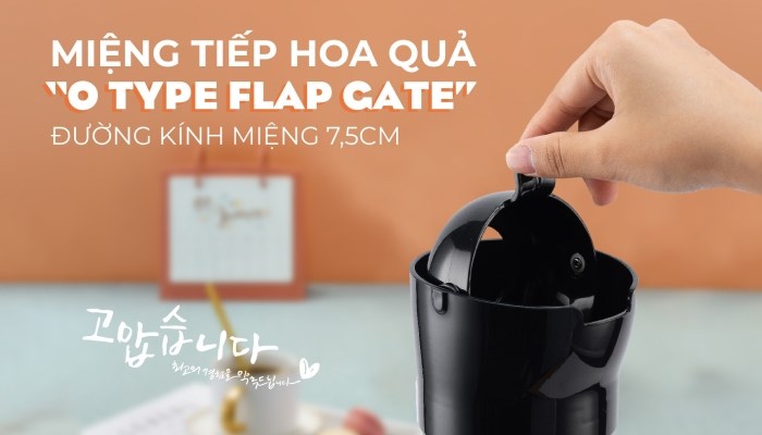 Máy ép chậm Hawonkoo SJH-002-GR được trang bị miệng tiếp hoa quả đường kính 75mm có thể ép nguyên quả.