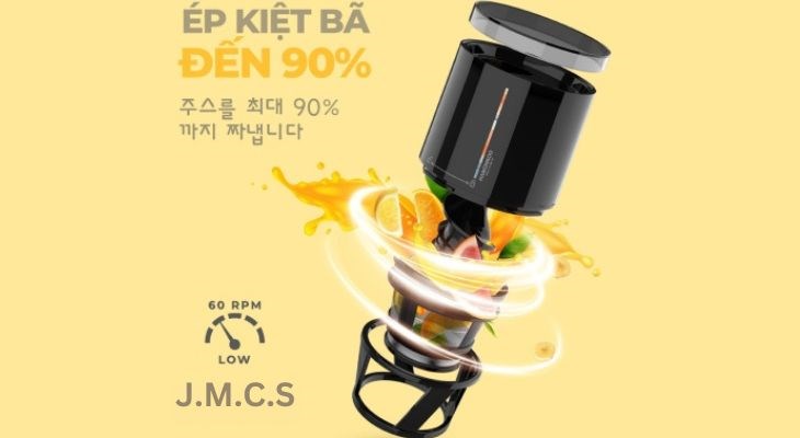 Máy ép chậm Hawonkoo SJH-045-BA sử dụng công nghệ ép JMCS ép kiệt bã và bảo toàn trọn vẹn dưỡng chất