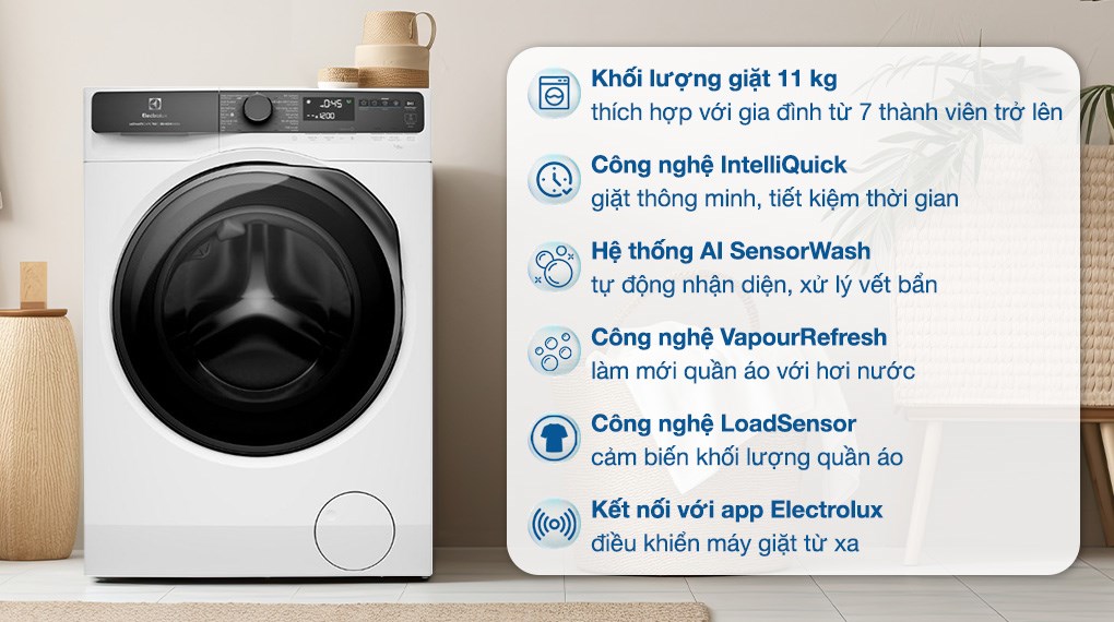 Máy giặt Electrolux UltimateCare 700 Inverter 11 kg EWF1143R7WC được tích hợp nhiều tính năng vượt trội