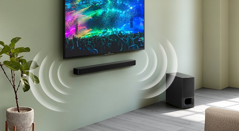 Nhờ vào công nghệ Adaptive Sound Pro giúp tối ưu hóa và tinh chỉnh âm thanh sao cho phù hợp với không gian căn phòng