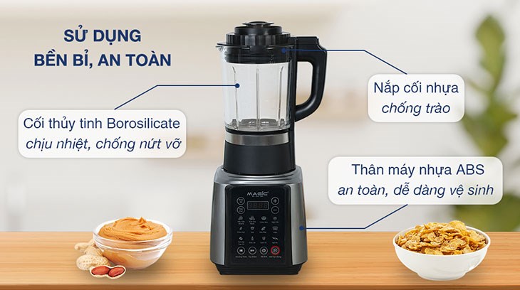 Máy làm sữa hạt Magic được làm từ các chất liệu bền đẹp, an toàn, đảm bảo vệ sinh