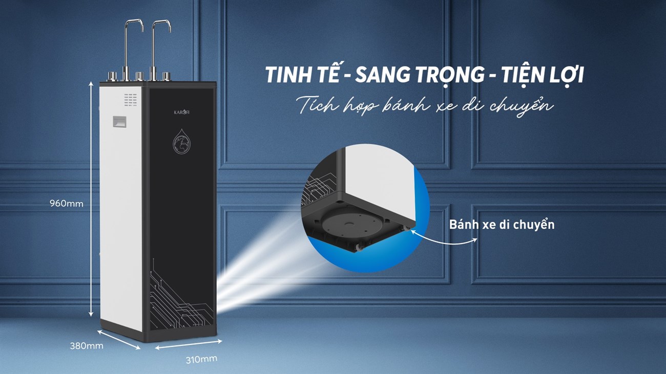Máy lọc nước Karofi KAD-D66 sở hữu thiết kết hiện đại, sang trọng, thời trang và chắc chắn tạo điểm nhấn cho không gian nhà bạn