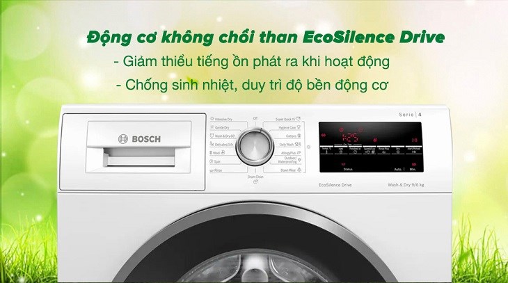 Động cơ không chổi than EcoSilence Drive giúp máy giặt sấy Bosch 9 kg WNA14400SG hoạt động êm ái