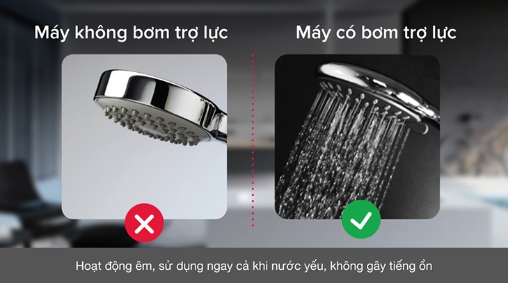 Máy nước nóng trực tiếp Ariston 4500W AURES PREMIUM 4.5P PEARL trang bị bơm trợ lực vận hành siêu êm, nâng cao hiệu suất phun mạnh mẽ