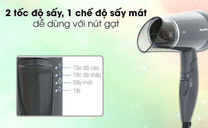 Máy sấy tóc 1500W Panasonic EH-ND57-H645 với chế độ mát giúp giảm tình trạng hư tổn tóc do hơi nóng