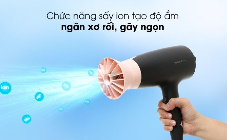 Máy sấy tóc 1800W Flyco FH6277VN với chế độ sấy ion giúp cân bằng ẩm