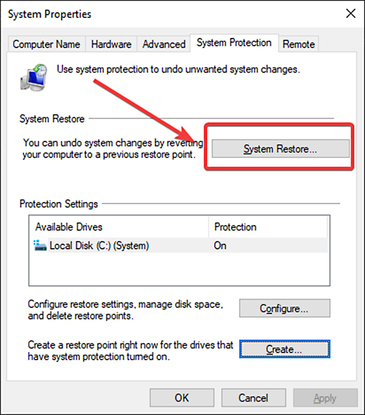 Bạn chỉ cần chọn System Restore