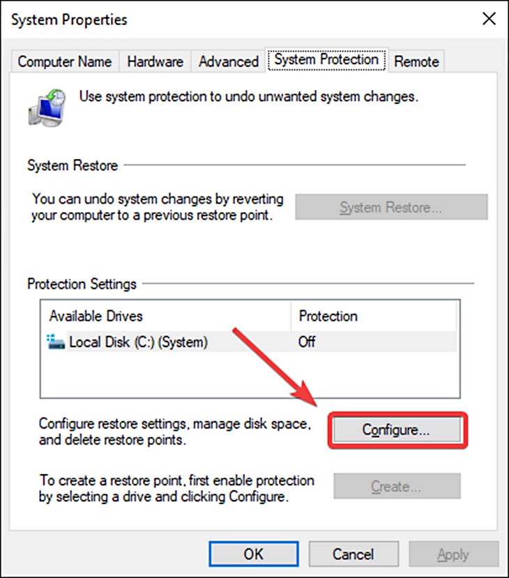 Bạn hãy chọn phân vùng muốn Backup rồi chọn ô Configue.